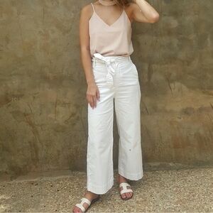 Zara size Small Cotton White Wide-Leg Pants